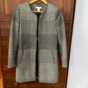H&M Women's Open Jacket Blazer Long Sleeve Black White Houndstooth Pattern Sz 8